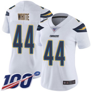 Los Angeles Chargers NFL Football Kyzir White White Jersey Women Limited #44 Road 100th Season Vapor Untouchable